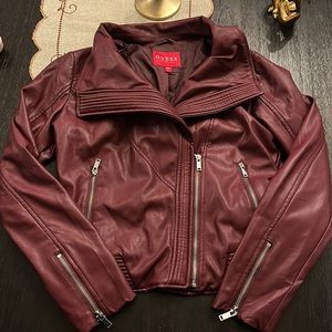 Guess Jacket color burgundy. Size Small. Mint condition. Faux leather